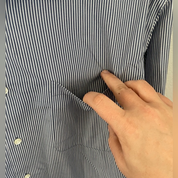 Men's Blue White Striped Button Down Dress Shirt Nordstrom Neck 16.5 - Picture 4 of 9